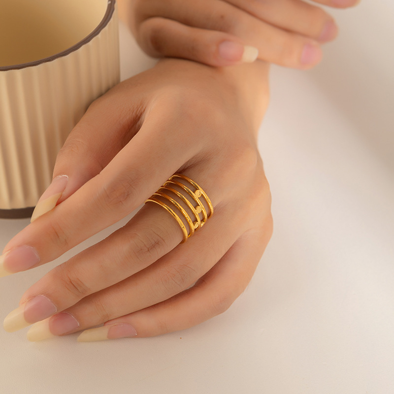 Titanium Steel Geometric Twist Ring for Women